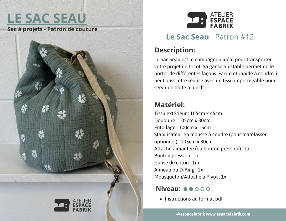 Le Sac Seau - Sac à projet - Patron papier
