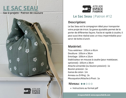 Le Sac Seau - Sac à projet - Patron papier