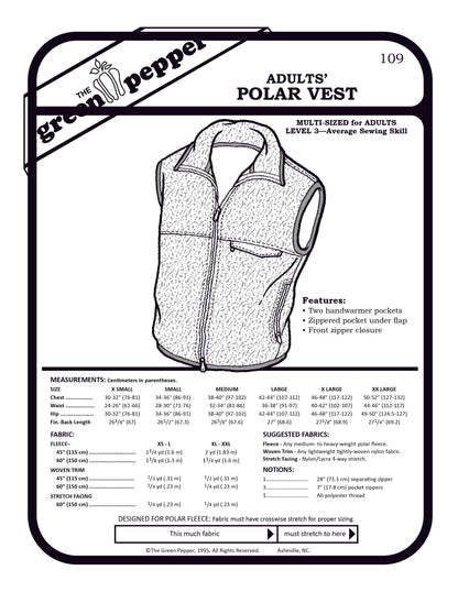 cover of sewing pattern for polar vest