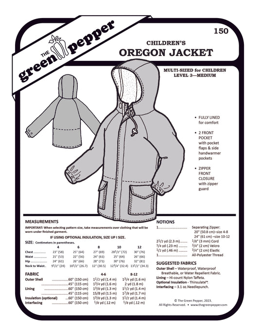 image of the cover for the Children's Oregon Jacket pattern cover.