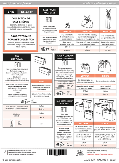 2017 // GALAXIE 1 - Bags, totes and pouches - Jalie