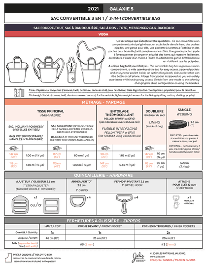 2021 // GALAXIE 5 - 3-in-1 Convertible backpack - Jalie