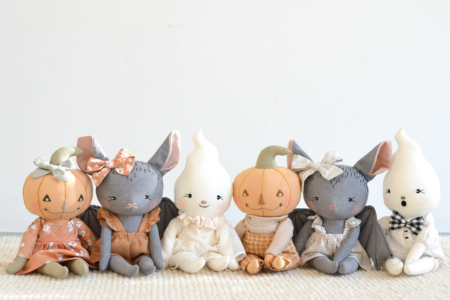 Sewing Pattern - Halloween Friends: Pumpkin, Bat, and Ghost