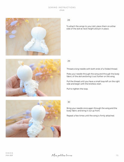 Sewing Pattern - Mini Chick doll + Easter egg bed