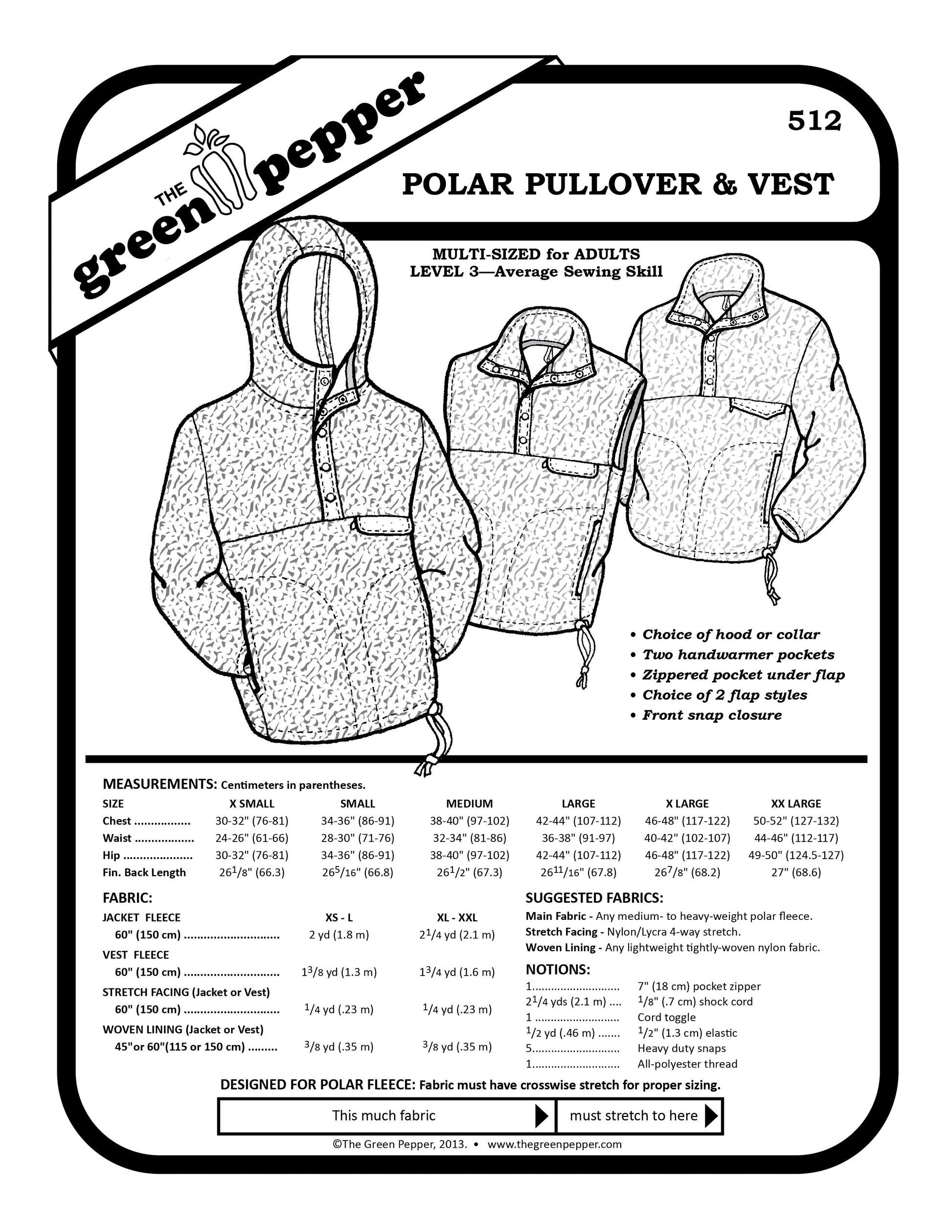 cover for 512 Polar Pullover & Vest sewing pattern