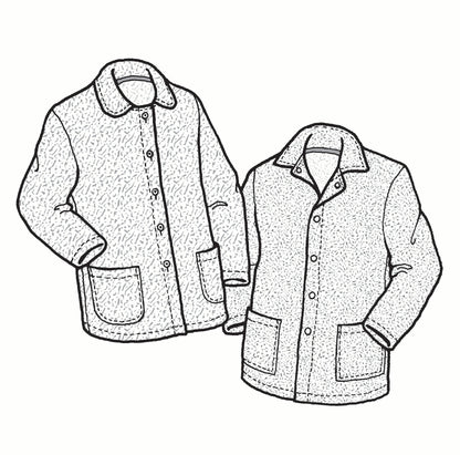 Line drawing of two polar lodge jackets made of fleece.