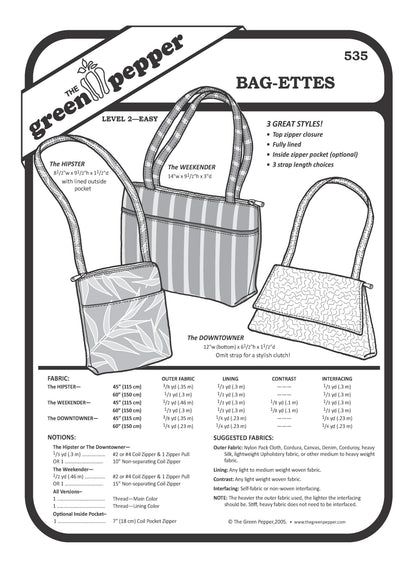 cover of the 535 Bag-ettes sewing pattern