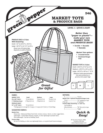 Image of the cover of 546 Market Tote & Produce Bag sewing pattern