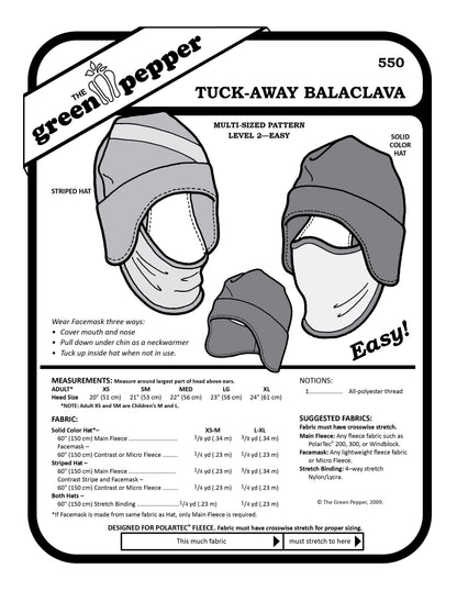 image of cover of 550 Tuck-away Balaclava sewing pattern