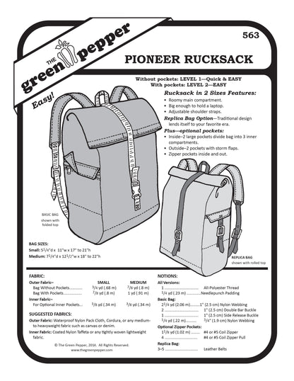 image of cover of 563 Pioneer Rucksack  sewing pattern