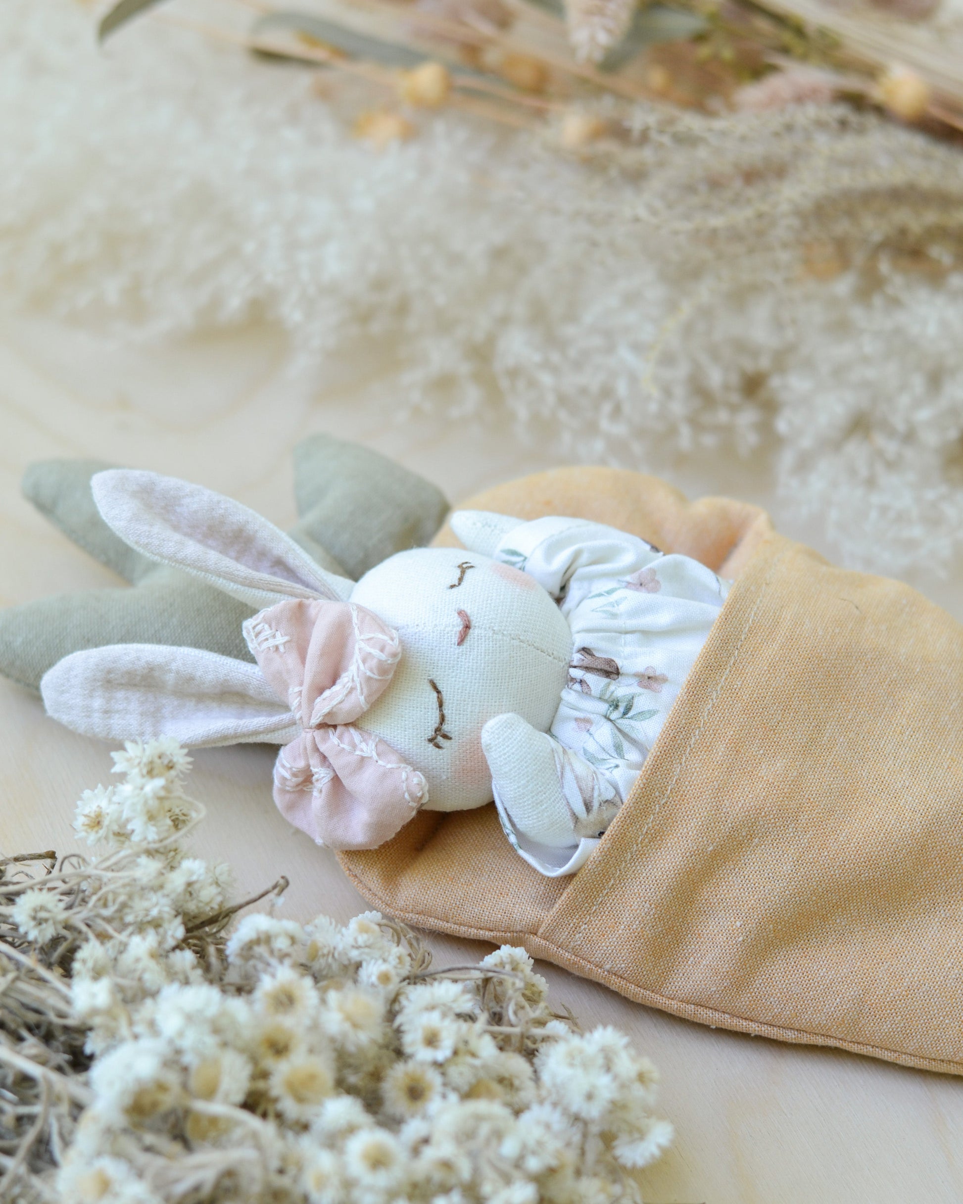 Sewing Pattern for Bunny Stuffed Animal + Carrot Bed