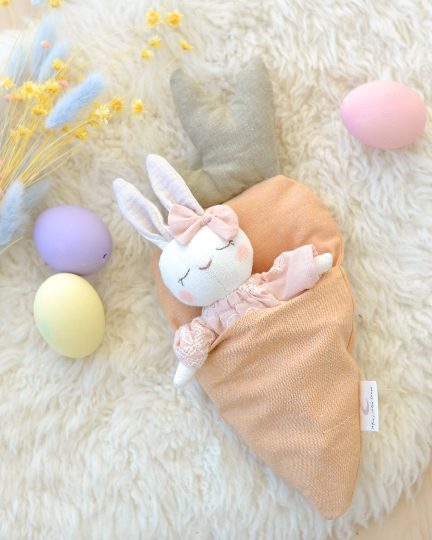 Sewing Pattern for Bunny Stuffed Animal + Carrot Bed