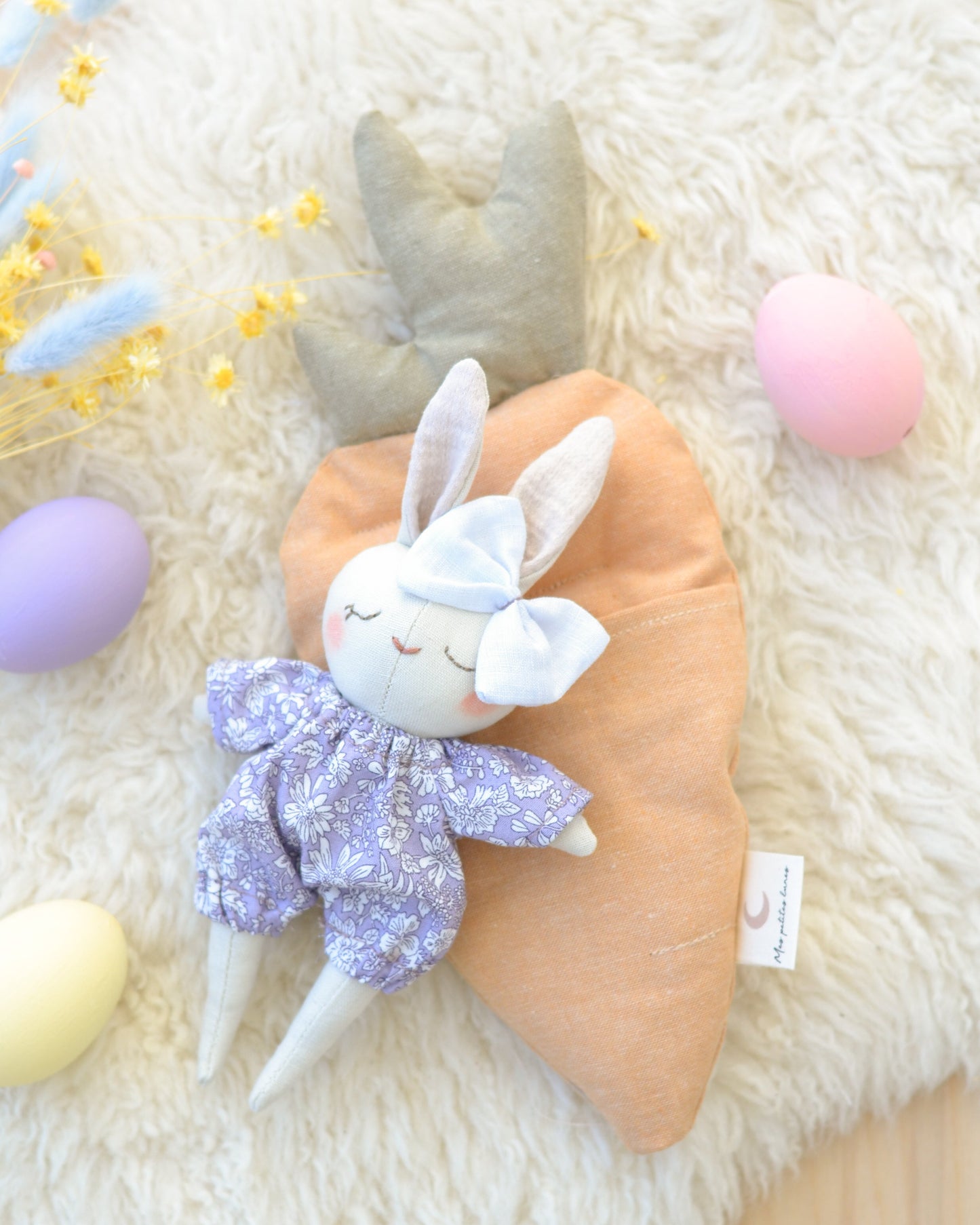 Sewing Pattern for Bunny Stuffed Animal + Carrot Bed