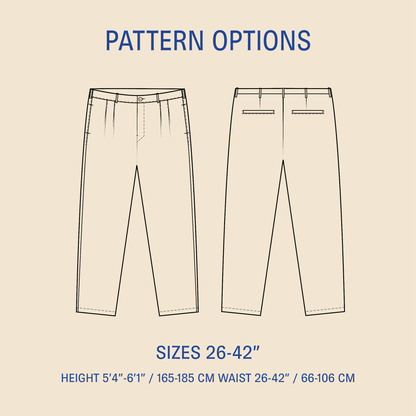 Men's Pleated pants sewing pattern Wardrobe By Me