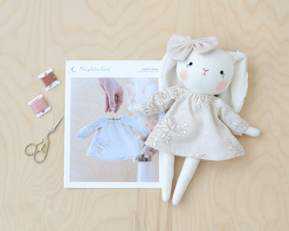 Bunny Doll Stuffed Animal Sewing Pattern + 2 outfits
