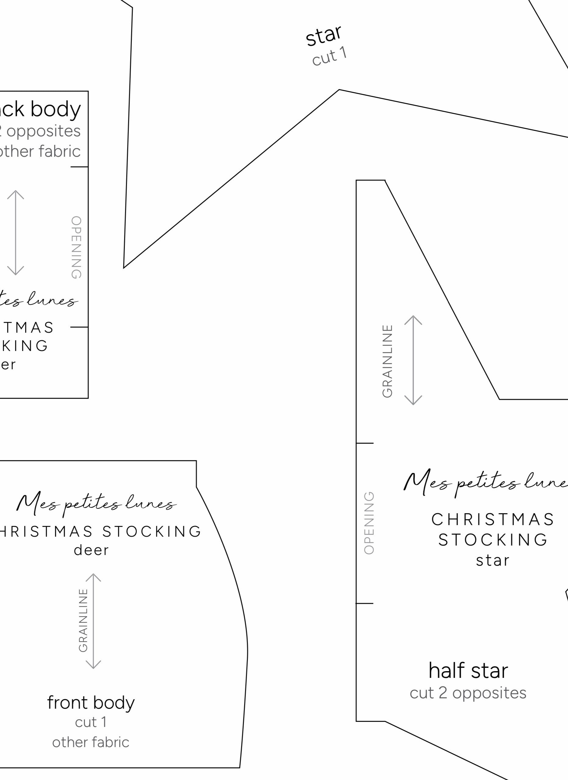 Sewing pattern - Christmas stocking with ornements