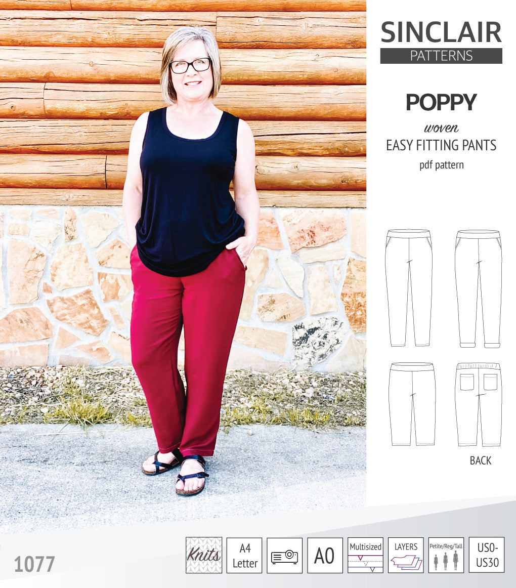 POPPY pants | Sinclair Patterns - PDF Sewing pattern – Atelier Espace ...