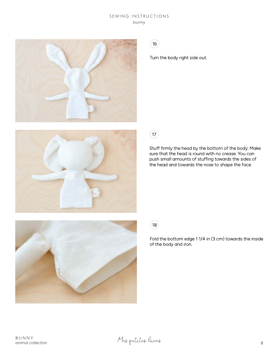 Bunny Doll Stuffed Animal Sewing Pattern + 2 outfits