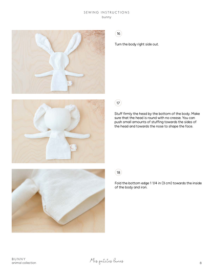 Bunny Doll Stuffed Animal Sewing Pattern + 2 outfits