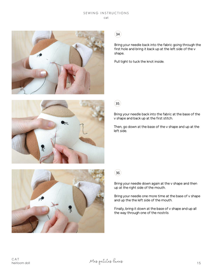 Sewing Pattern - Cat doll + 2 outfits