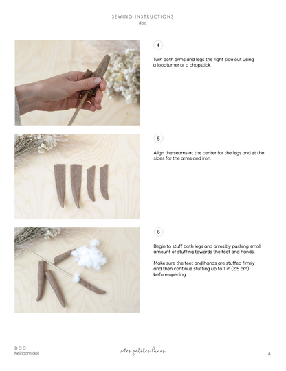 Sewing Pattern - Dog doll + 2 outfits