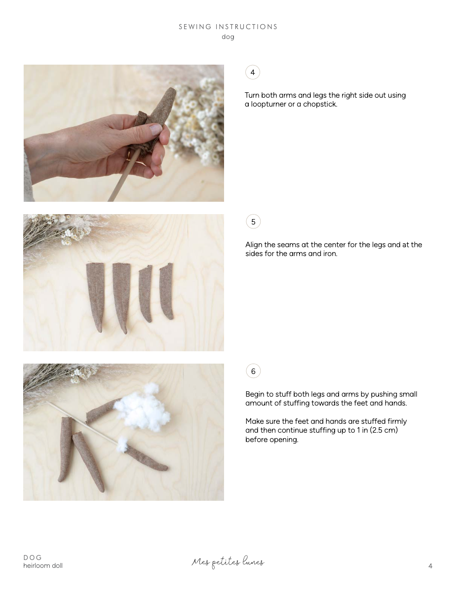 Sewing Pattern - Dog doll + 2 outfits