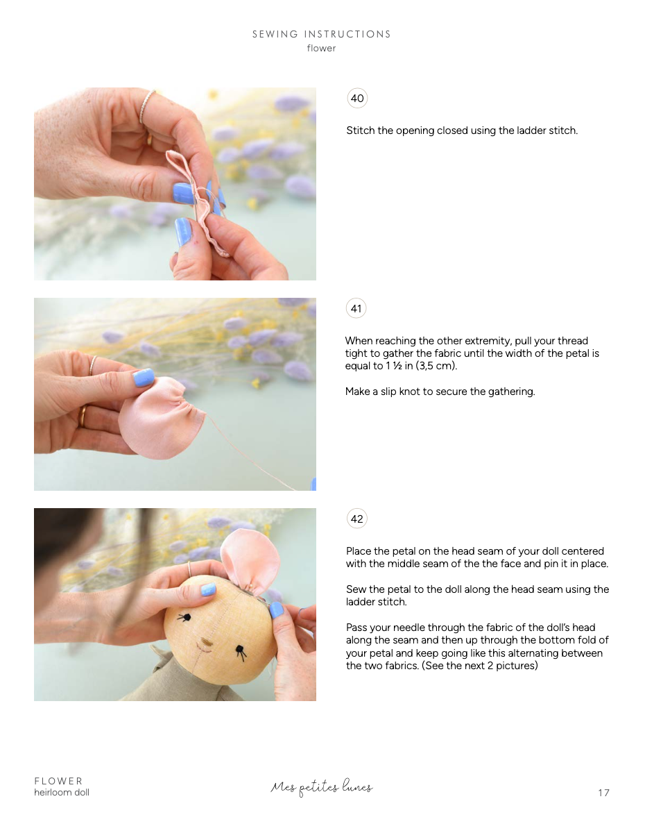 Sewing Pattern - Flower doll + 2 outfits