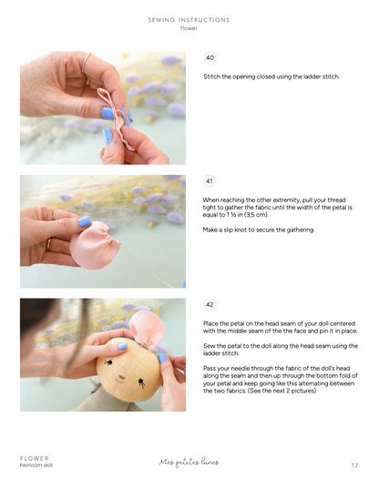 Sewing Pattern - Flower doll + 2 outfits