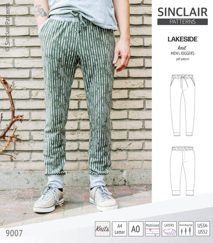Pdf sewing pattern Lakeside knit joggers for men by Sinclair Patterns