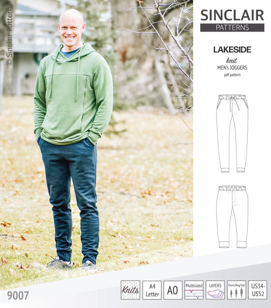 Pdf sewing pattern Lakeside knit joggers for men by Sinclair Patterns