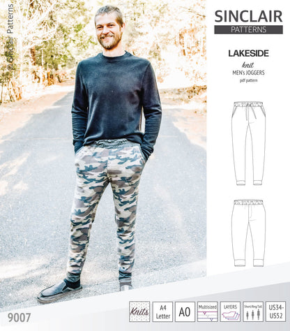 Pdf sewing pattern Lakeside knit joggers for men by Sinclair Patterns