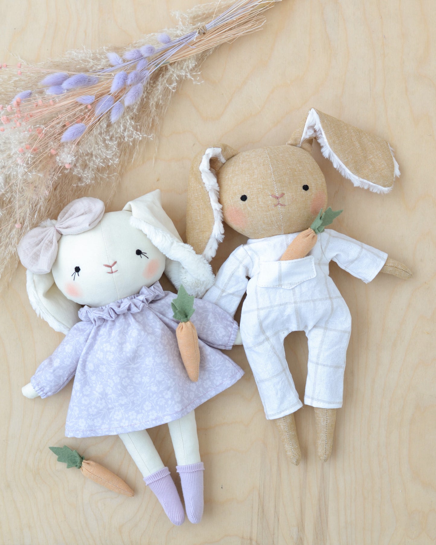 Bunny Doll Stuffed Animal Sewing Pattern + 2 outfits