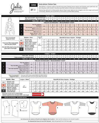 3352 // Dolman Tops - Jalie