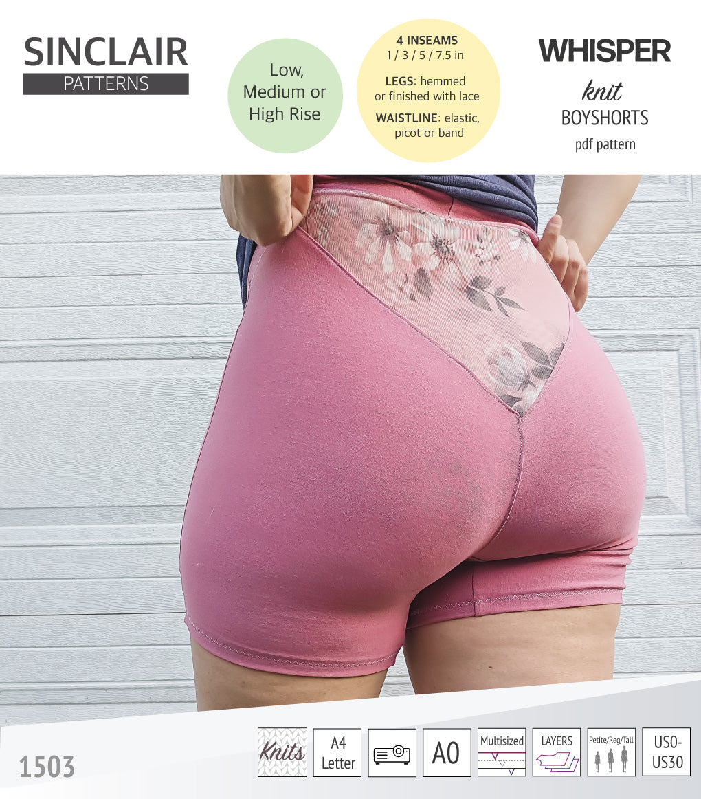 Whisper no front seam boyshorts with various inseams (PDF)