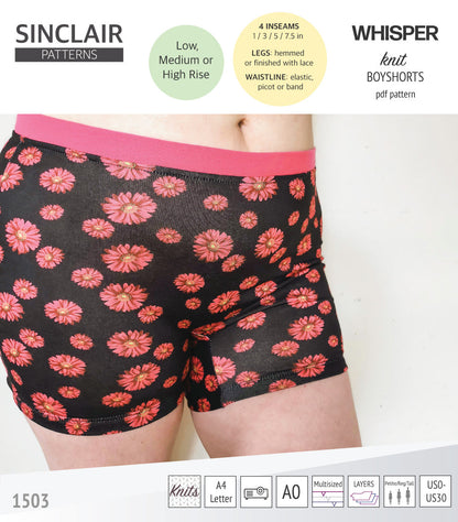 Whisper no front seam boyshorts with various inseams (PDF)