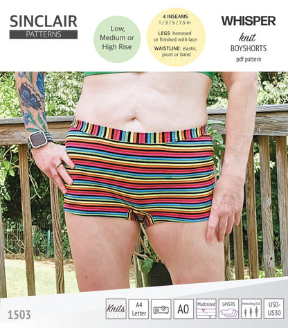 Whisper no front seam boyshorts with various inseams (PDF)