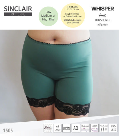 Whisper no front seam boyshorts with various inseams (PDF)