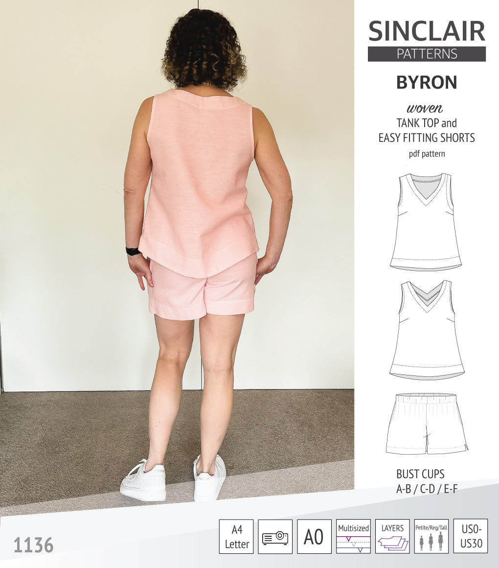 Byron v-neck tank top and easy fitting shorts set for woven fabrics  (PDF)