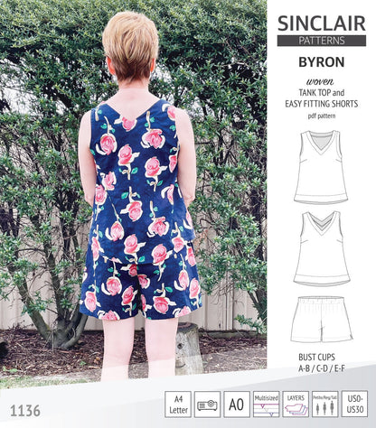 Byron v-neck tank top and easy fitting shorts set for woven fabrics  (PDF)