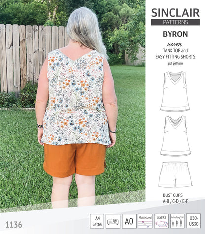 Byron v-neck tank top and easy fitting shorts set for woven fabrics  (PDF)