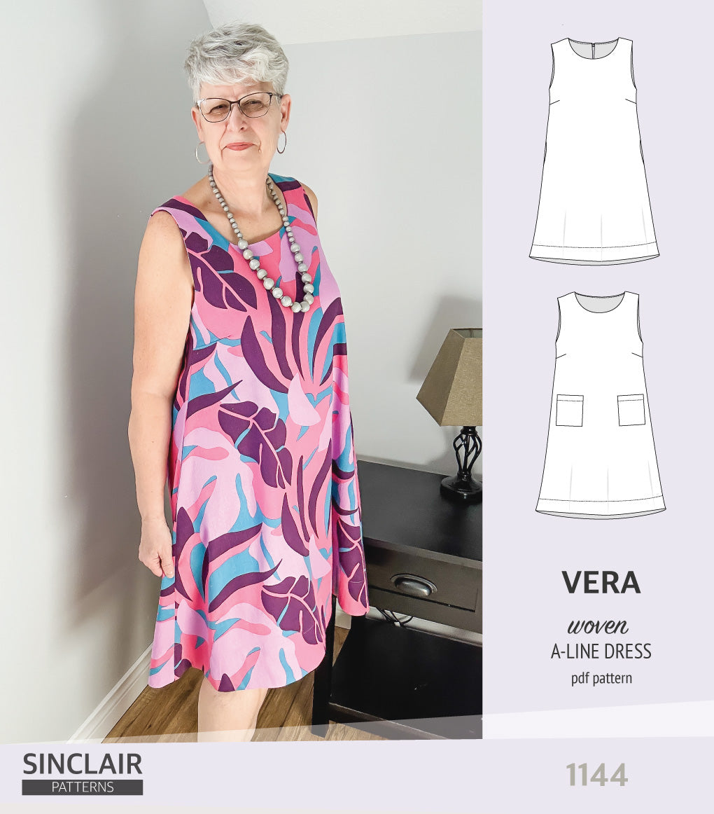 Vera A-line woven dress with pockets (PDF)