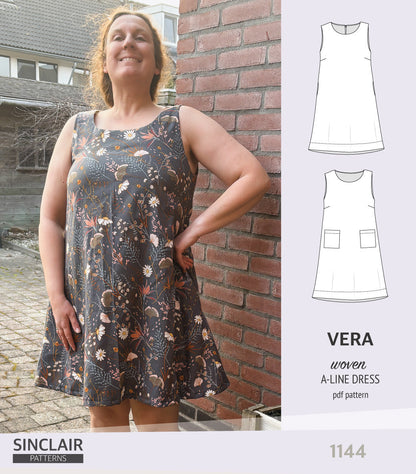Vera A-line woven dress with pockets (PDF)