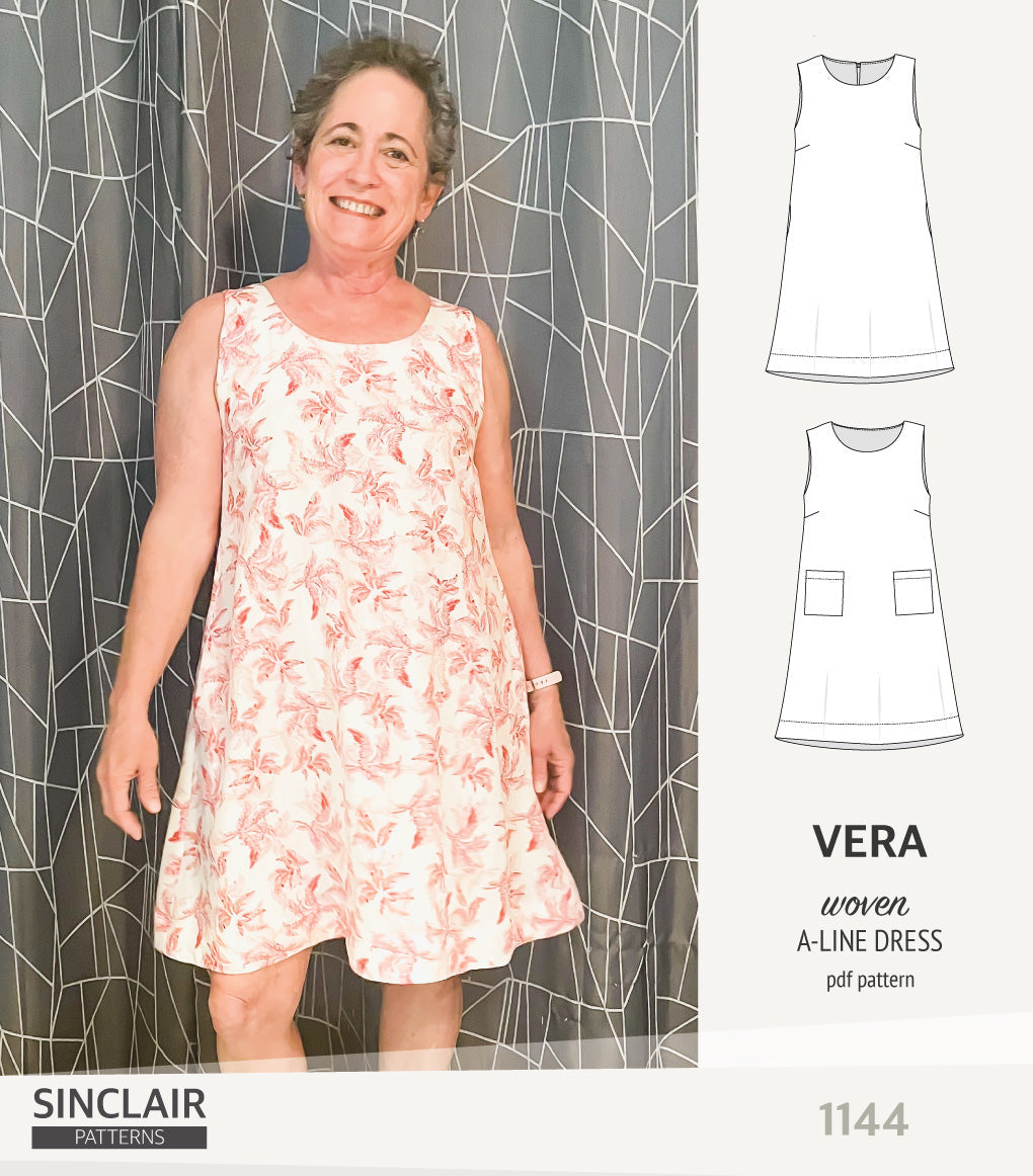 Vera A-line woven dress with pockets (PDF)