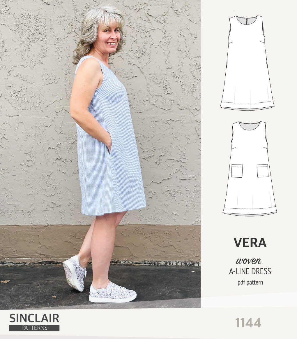Vera A-line woven dress with pockets (PDF)