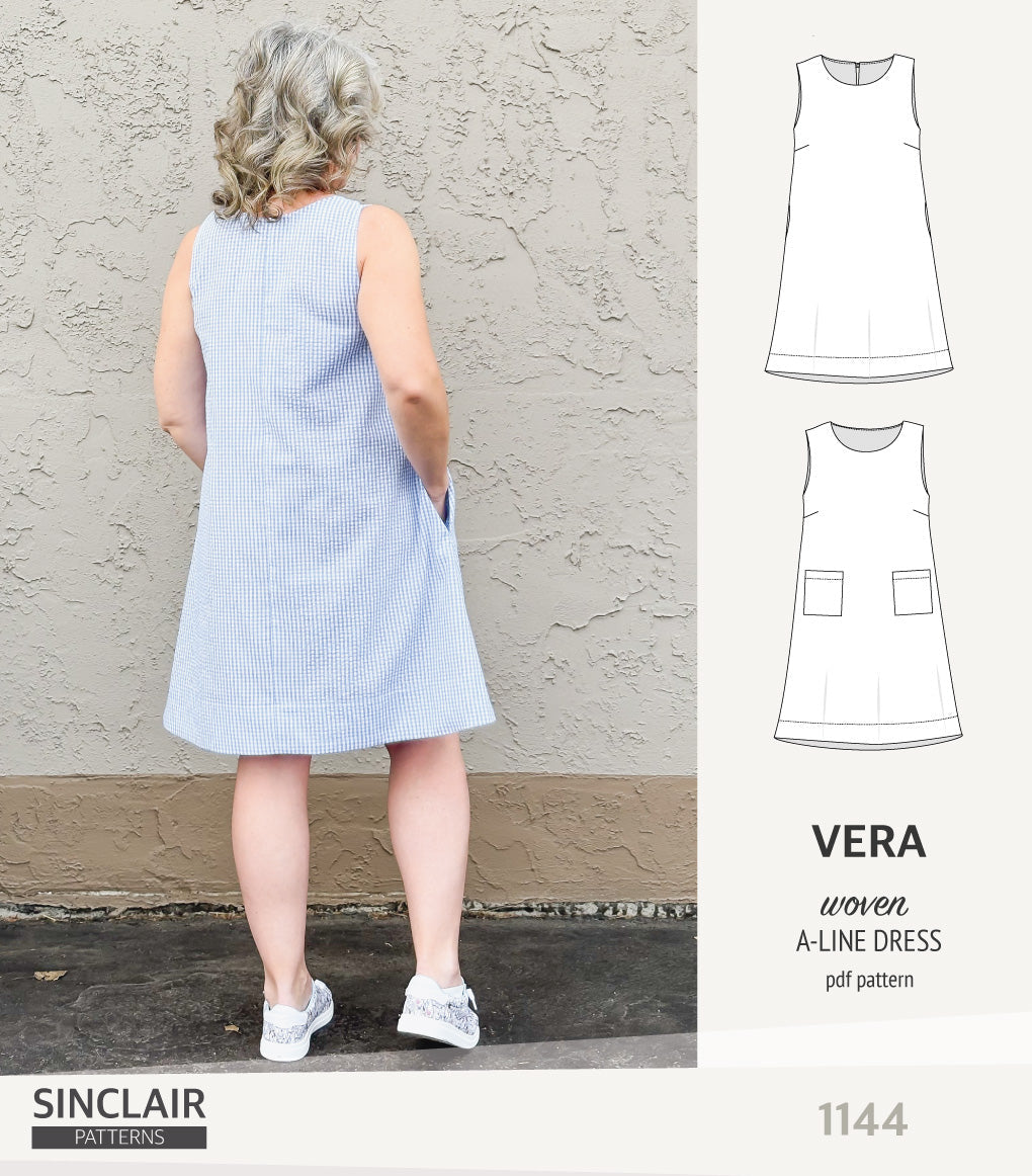 Vera A-line woven dress with pockets (PDF)
