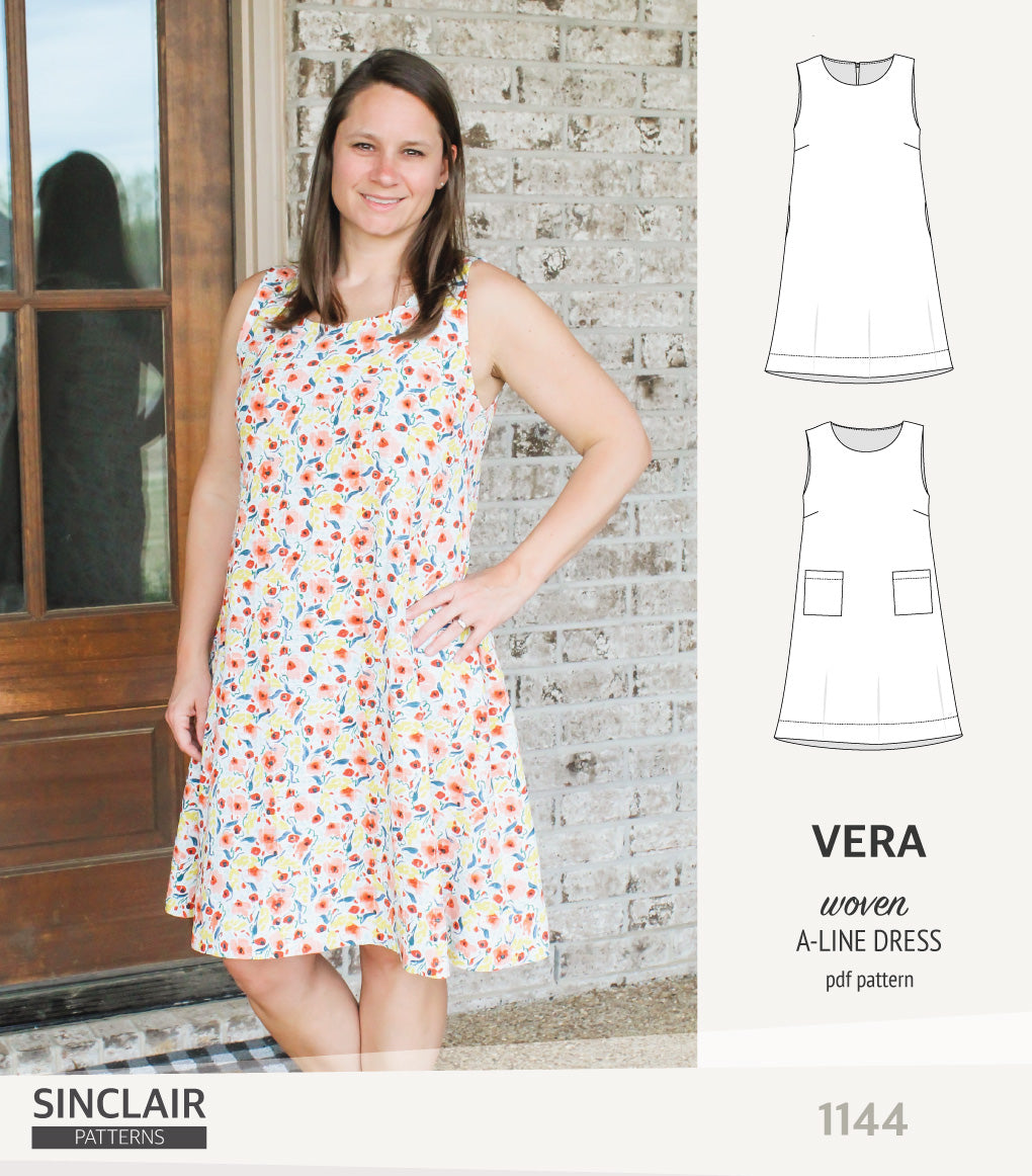 Vera A-line woven dress with pockets (PDF)