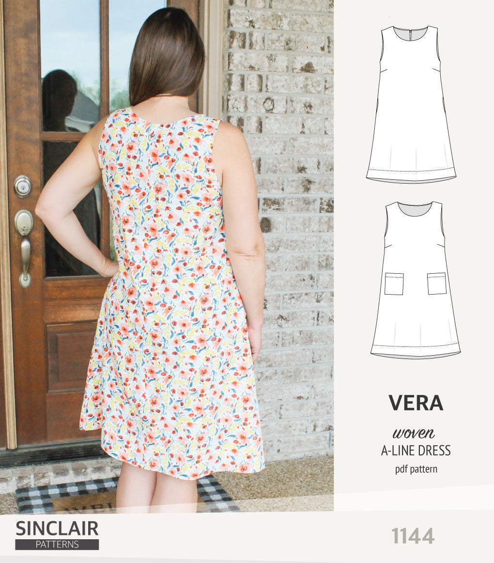 Vera A-line woven dress with pockets (PDF)