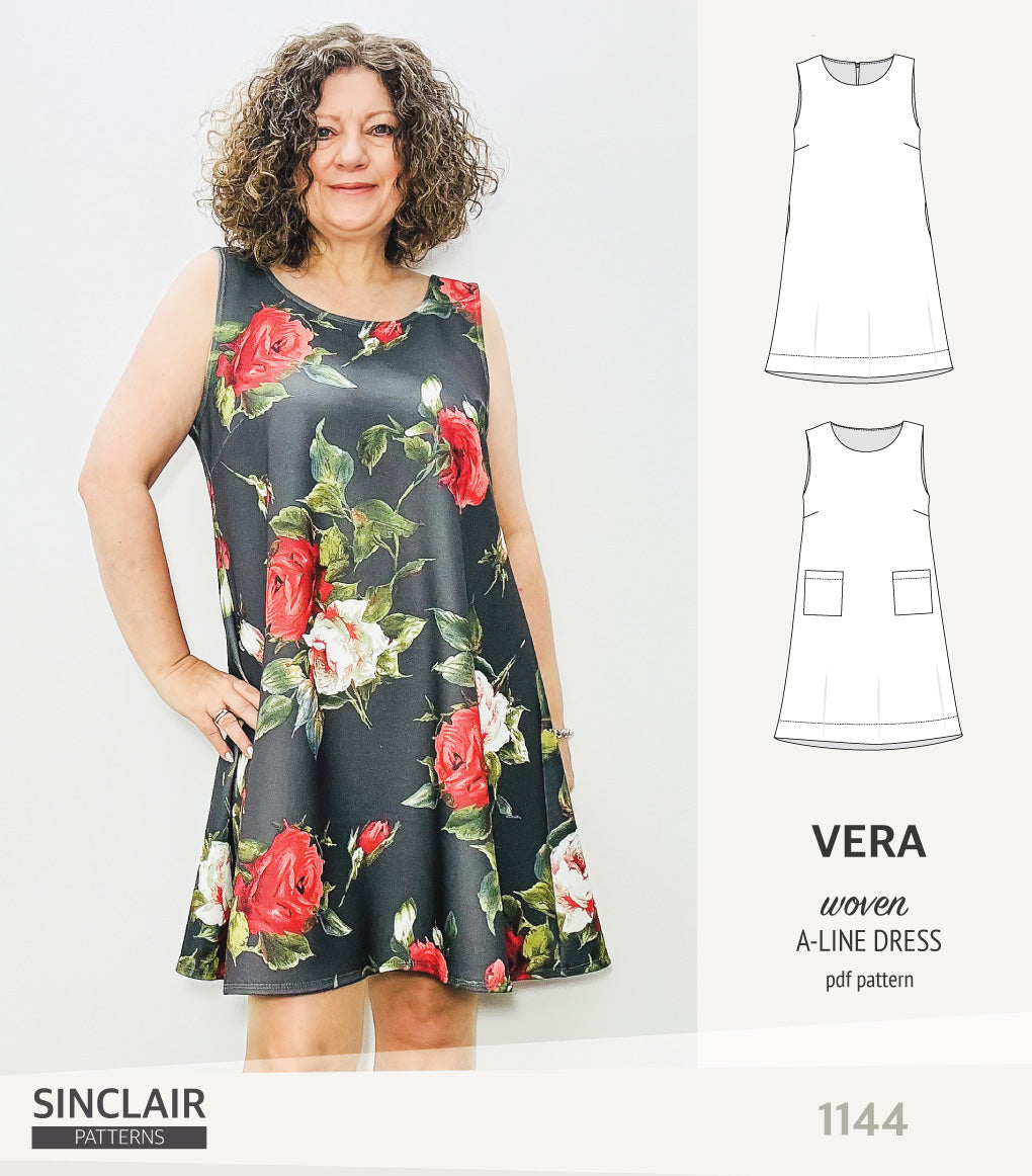 Vera A-line woven dress with pockets (PDF)