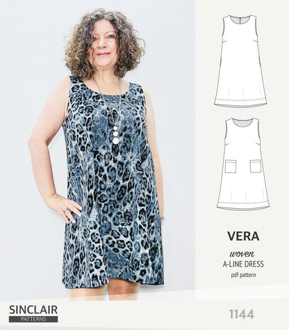 Vera A-line woven dress with pockets (PDF)