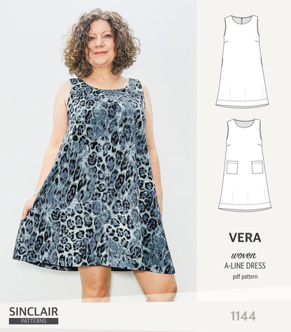 Vera A-line woven dress with pockets (PDF)